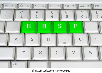 Registered Retirement Savings Plan Online Retiring Plan Concept Spelled On Metallic Keyboard