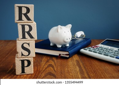 Registered Retirement Savings Plan RRSP Or RSP And Piggy Bank.