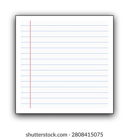 Regular Notebook Paper Background With Shadow Effect On Edges.
