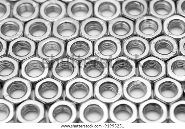 Regular Rows Screw Nuts Background Selective Stock Photo (Edit Now ...
