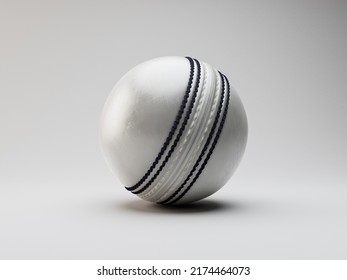 A regular white cricket ball with navy stitching on an isolated background - 3D render