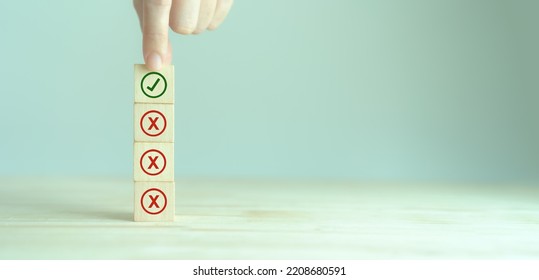 Regulatory Compliance, Project Feasibility Concept. Tick And Cross Signs. Checkmark And Cross Icons. Do And Don't Or Like And Unlike With Positive And Negative Sign, Approve And Disapprove Symbols. 