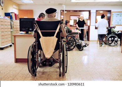 REHOVOT - JULY 17 2011:Residents of nursing home.While 1 in 10 residents age 75 to 84 stays in a nursing home for five or more years, nearly 3 in 10 residents in that age group stay less than 100 days