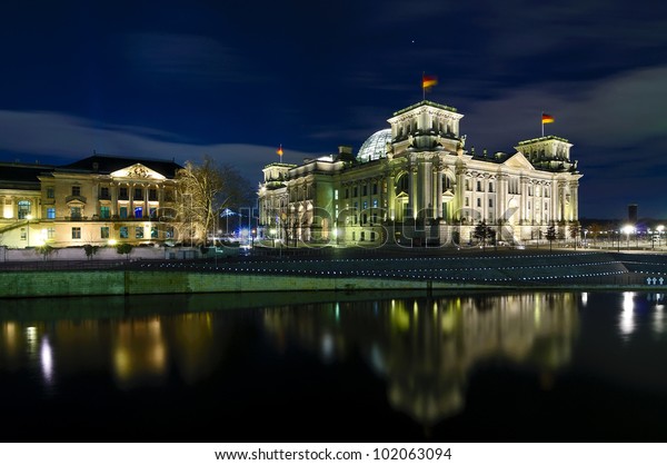 Reichstag Bundestag Reflection Spree River Berlin Stock Photo Edit Now 102063094