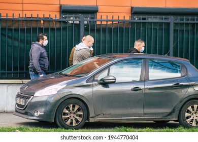 Reims France March 15, 2021 French Police Task Force Bust A Drogue Dealer In The Streets Of Reims During Coronavirus Pandemic