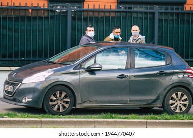 Reims France March 15, 2021 French Police Task Force Bust A Drogue Dealer In The Streets Of Reims During Coronavirus Pandemic