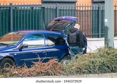 Reims France March 15, 2021 French Police Task Force Bust A Drogue Dealer In The Streets Of Reims During Coronavirus Pandemic