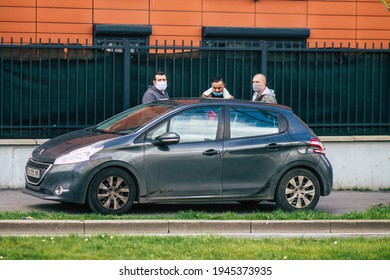 Reims France March 15, 2021 French Police Task Force Bust A Drogue Dealer In The Streets Of Reims During Coronavirus Pandemic