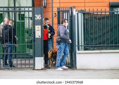 Reims France March 15, 2021 French Police Task Force Bust A Drogue Dealer In The Streets Of Reims During Coronavirus Pandemic