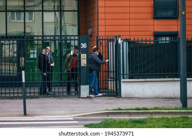 Reims France March 15, 2021 French Police Task Force Bust A Drogue Dealer In The Streets Of Reims During Coronavirus Pandemic