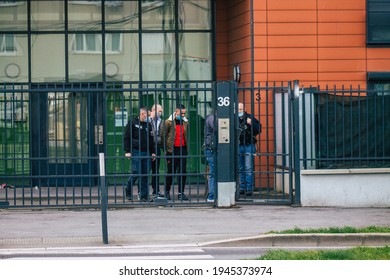 Reims France March 15, 2021 French Police Task Force Bust A Drogue Dealer In The Streets Of Reims During Coronavirus Pandemic