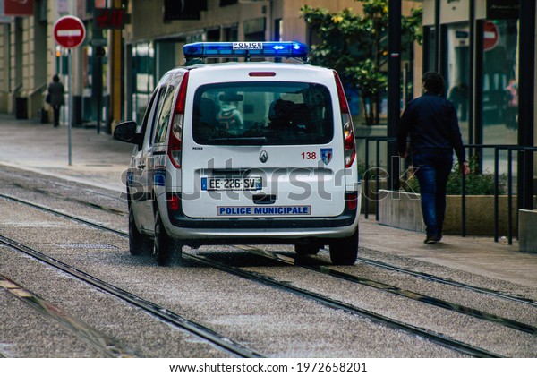 Reims\
France May 05, 2021 Police in intervention in the streets of Reims\
during the coronavirus outbreak hitting\
France