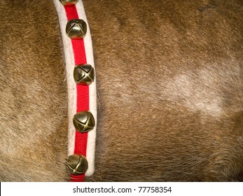 Reindeer Christmas Bells Close Up On A Background Of Fur