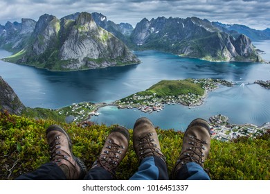 Reinebringen, Lofoten. At a modest 448 meters high, Reinebringen is far from one of the highest peaks on the Lofoten islands. Yet this is more than made up for by the iconic view from the summit. 