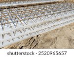 Reinforced prefabricated concrete slab at construction site