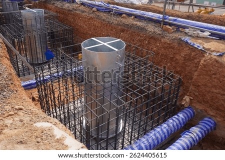 Reinforcement bar tying work for structural elements in a petrochemical facility.