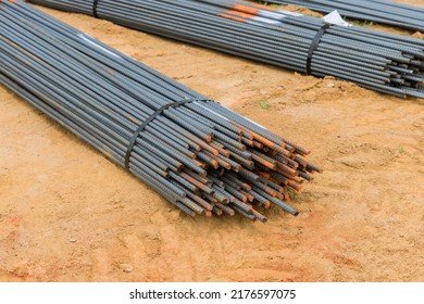 Reinforcement with steel bars wires of reinforced concrete buildings at a construction site
