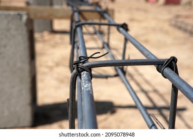 Reinforcement steel are bind by binding wire in construction site.