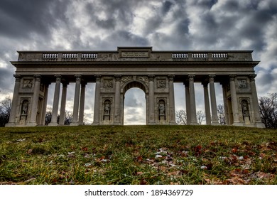 Reistna Colonnade with dramatic clouds - fall and winter season - South Moravia, Czech Republic 