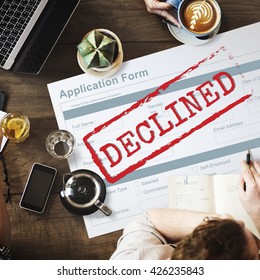 Rejected Declined Negative Document Form Concept