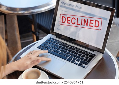 Rejection concept, Declined application form for credit or visa, No, Deny Reject Stamp, not accepted.