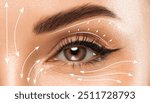 Rejuvenation of sagging and wrinkled skin around the eyes. Rejuvenating anti wrinkle injections on the face of a beautiful woman. Female aesthetic cosmetology in a beauty salon.