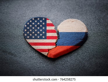 Relations Of Russian And America Breaking Heart Symbol 