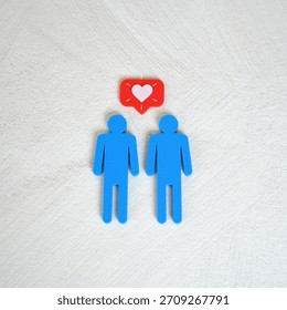 The relationship between two men. Romantic gay relationships. LGBTQ+ rights, social equality and modern relationship psychology.