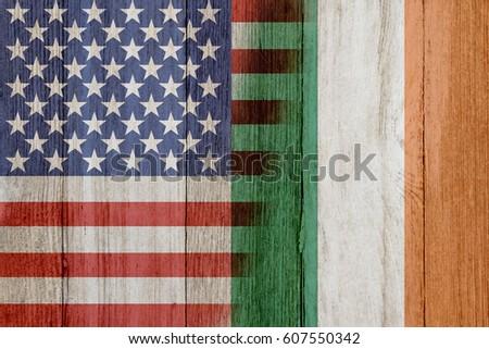 Relationship between the USA and Ireland, The flags of USA and Ireland merged on weathered wood