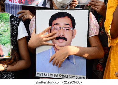 Relatives Hold Portraits Of Their Missing Family Members During Protest Rally Demanding Return Victims Of Enforced Disappearance By Security Forces In Dhaka, Bangladesh, On August 20, 2022