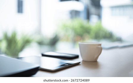 Relax concept. Empty space with coffee cup on the table