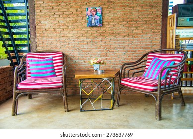 Relax Corner With Chair And Table Interior Of Modern Cafe.