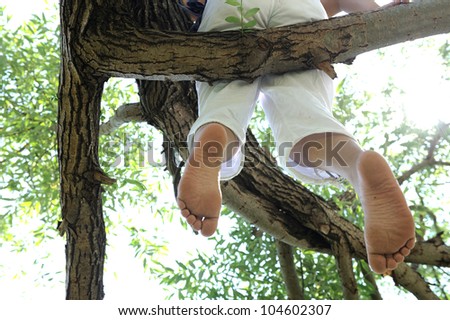 Relax girl on branch