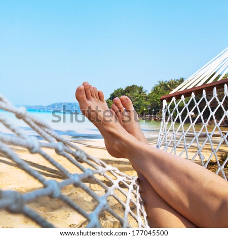 relax on the beach in hammock
