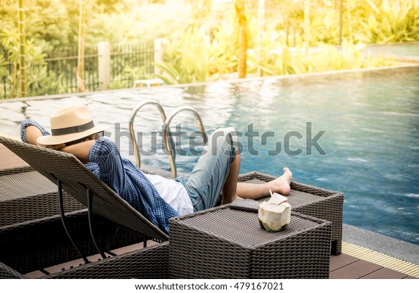 Relax Pool Young Successful Man Lying Stock Photo 479167021 | Shutterstock