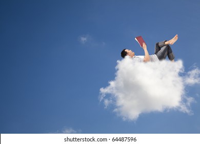 Relax and reading book on the cloud