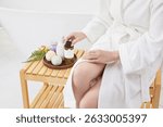 Relaxation routine with bath essentials in a tranquil setting