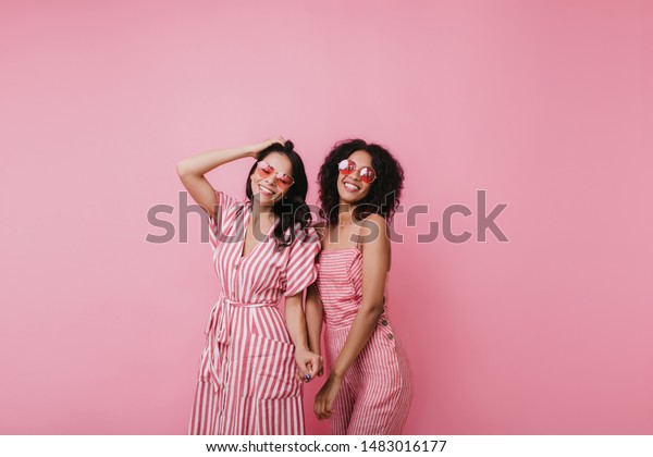 Relaxed Caucasian Girl Playing Dark Hair Stock Photo Edit Now