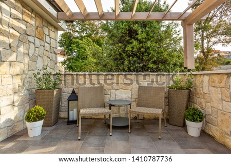 Relaxed corner of terrace for reading or drinking tea or coffee