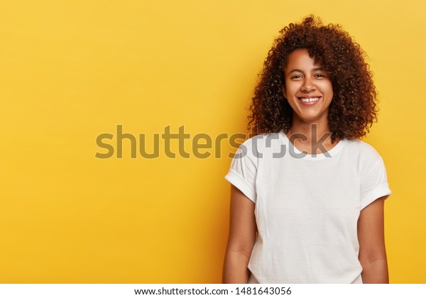 Relaxed Female Model Curly Afro Hairstyle Stock Photo Edit Now