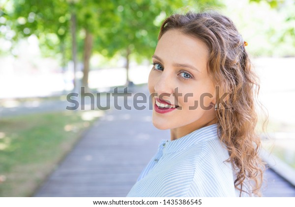 Relaxed Happy Girl Enjoying Nature Park Stock Photo Edit Now