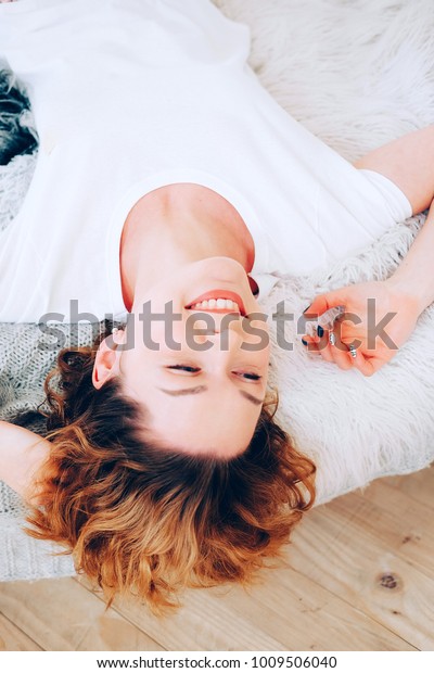 Relaxed Lifestyle Happy Young Redhead Woman Stock Photo Edit Now