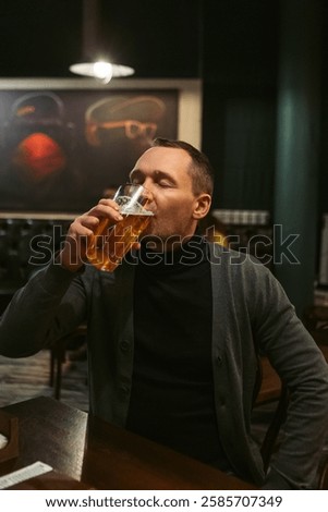 Similar – Image, Stock Photo Stylish man enjoying his time in a natural environment