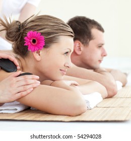 Relaxed Young Couple Enjoying A Spa Treatment In A Spa Center