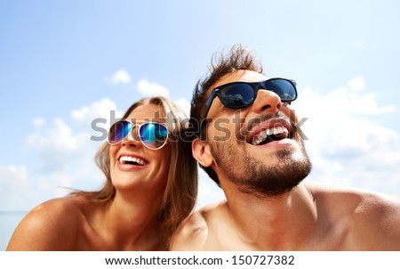 Relaxed young dates having fun on summer day