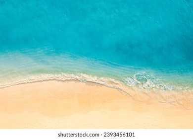 Relaxing aerial beach scene. Summer vacation holiday destination banner. Waves surf crash amazing blue ocean lagoon, sea shore, coastline. Perfect aerial drone top view. Peaceful bright beach, seaside - Powered by Shutterstock