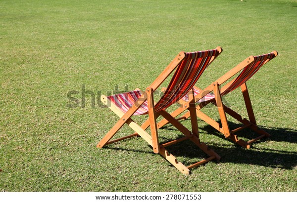 Relaxing Garden Chairs Garden Setting Surrounded Stock Image