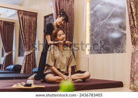 Relaxing with hand massage at beauty spa. Soothing massage, hand of professional massage therapist. Mental health.	