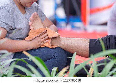 Relaxing healthy foot Thai massage at Walking Street, Thailand - Shutterstock ID 1229786638