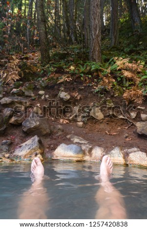 Similar – Image, Stock Photo View of my feet while cycling, with plenty of motion blur